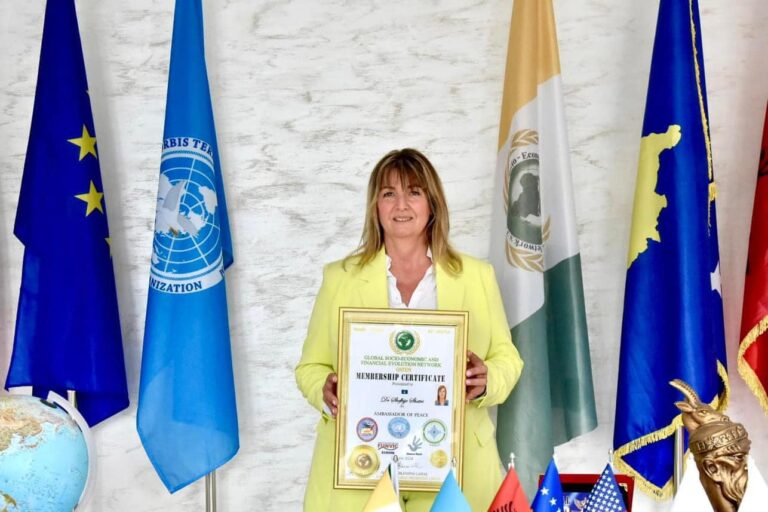 Shatri përzgjidhet Ambasadore e Paqes nga “Global Socio-Economic and Financial Evolution Network”